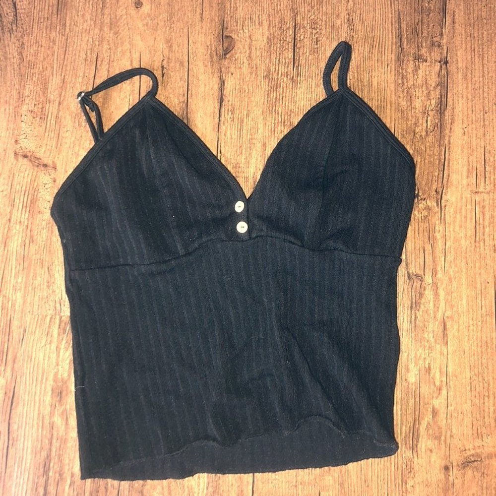 Black Spaghetti Strapped Crop Top